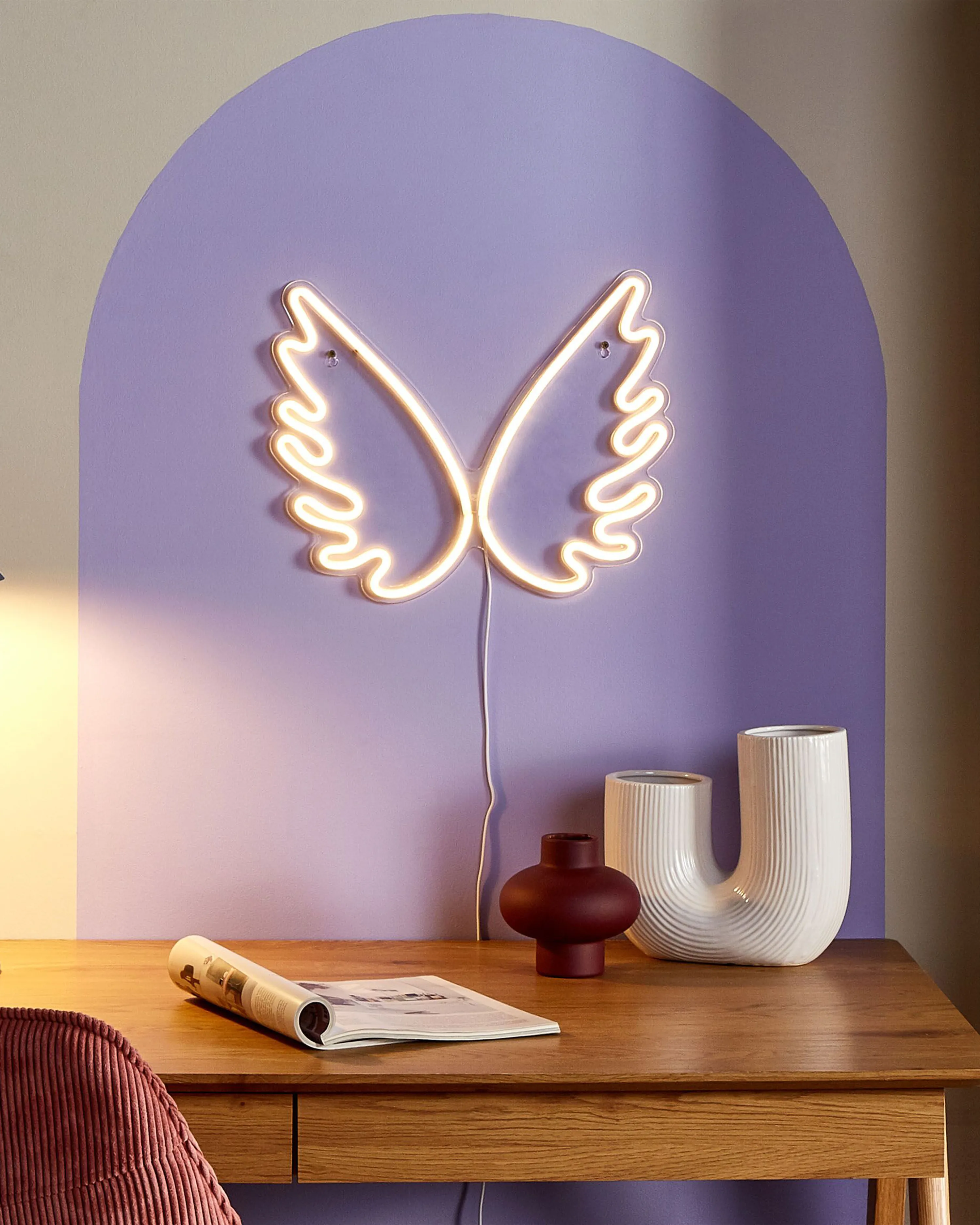 LED Neon Sign Angel Wings GABRIEL White