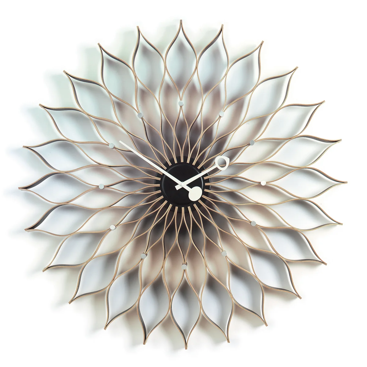 Vitra - Sunflower Clock, Esche schwarz / Messing