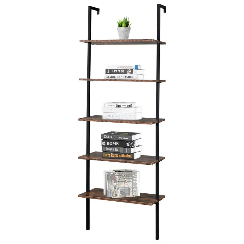 5-Tier Ladder Shelf Bookshelf Wall Mounted