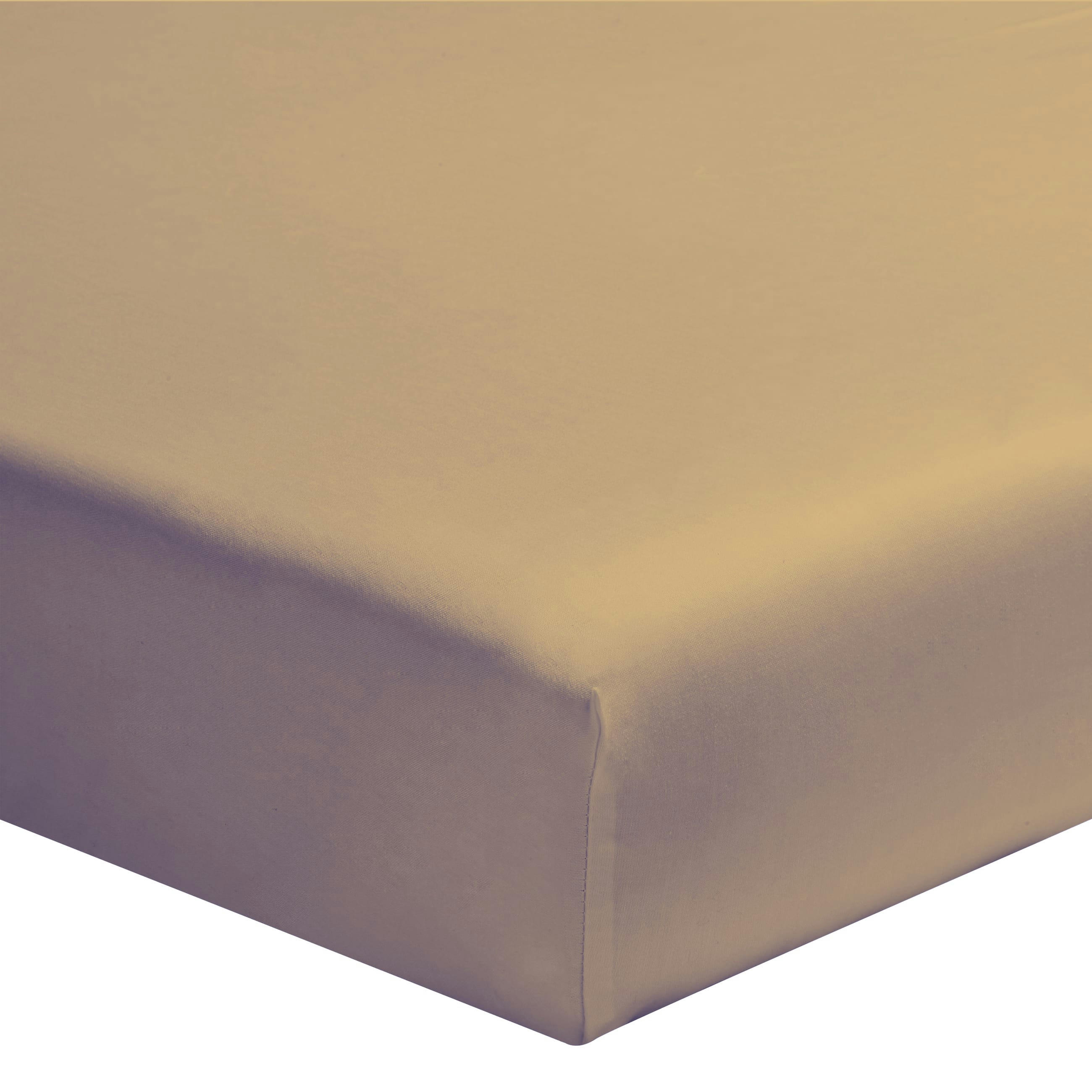 LES UNIS - Drap housse uni en coton, biscuit 160x200