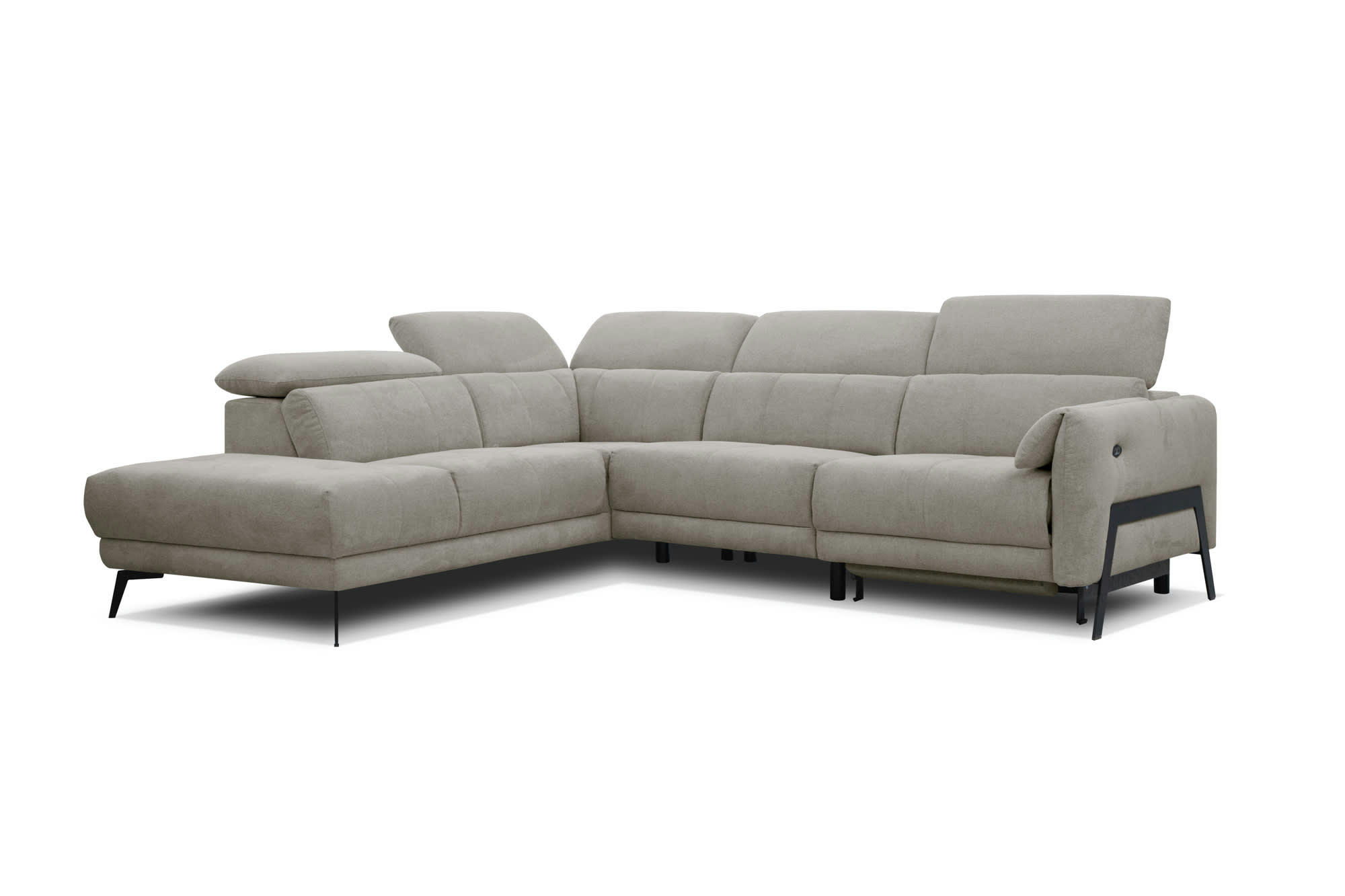 SCALA - Canapé d'angle gauche 5 places relax électrique Tissu Brooklyn truffle