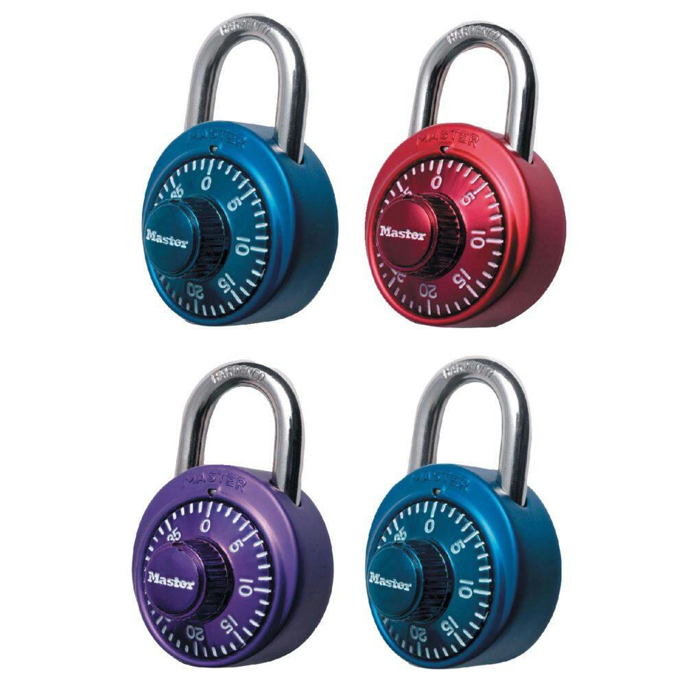 Master Lock 48mm-Wide Preset Numeric-Combination Dial Padlock,  Assorted Colours