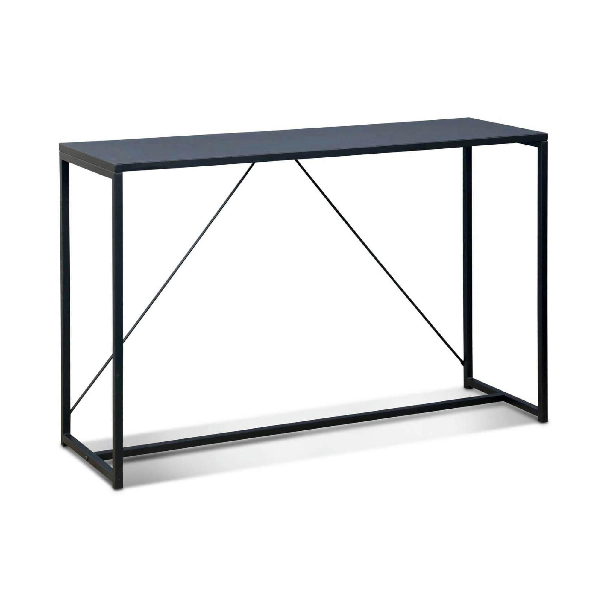 INDUSTRIELLE - Console en métal noir 120 x 39 x 79cm