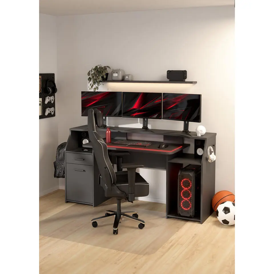 Kantoorbureau Grijs - 171x62x89cm - Function Plus