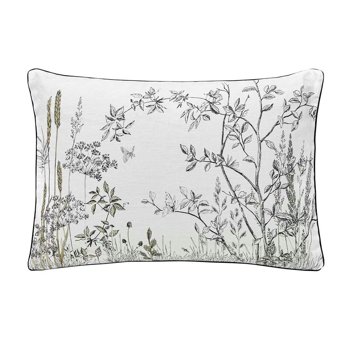 GRAMINEES - Housse de coussin en lin noir et blanc 40x60