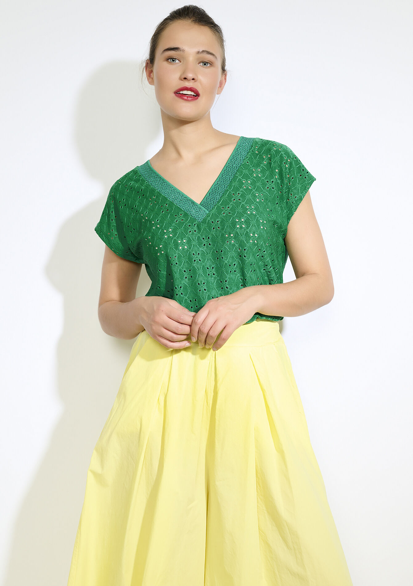 Geborduurd katoenen top