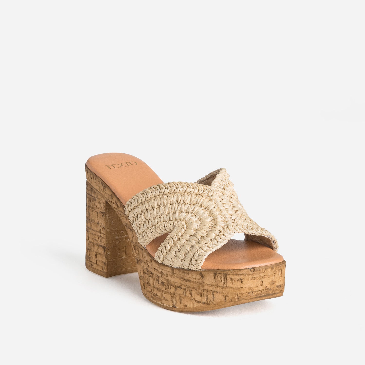 Muleà talon TEXTO beige tressée