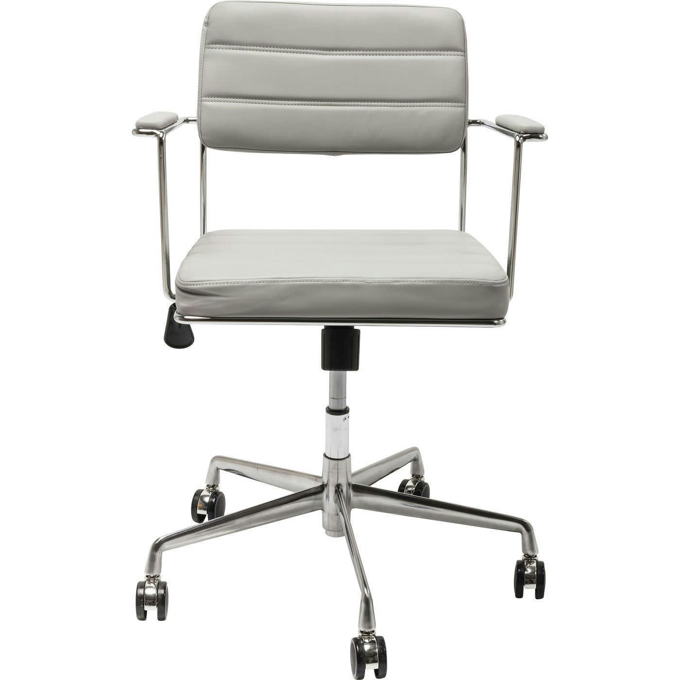 DOTTORE - Chaise de bureau réglable à roulettes grise et acier chromé