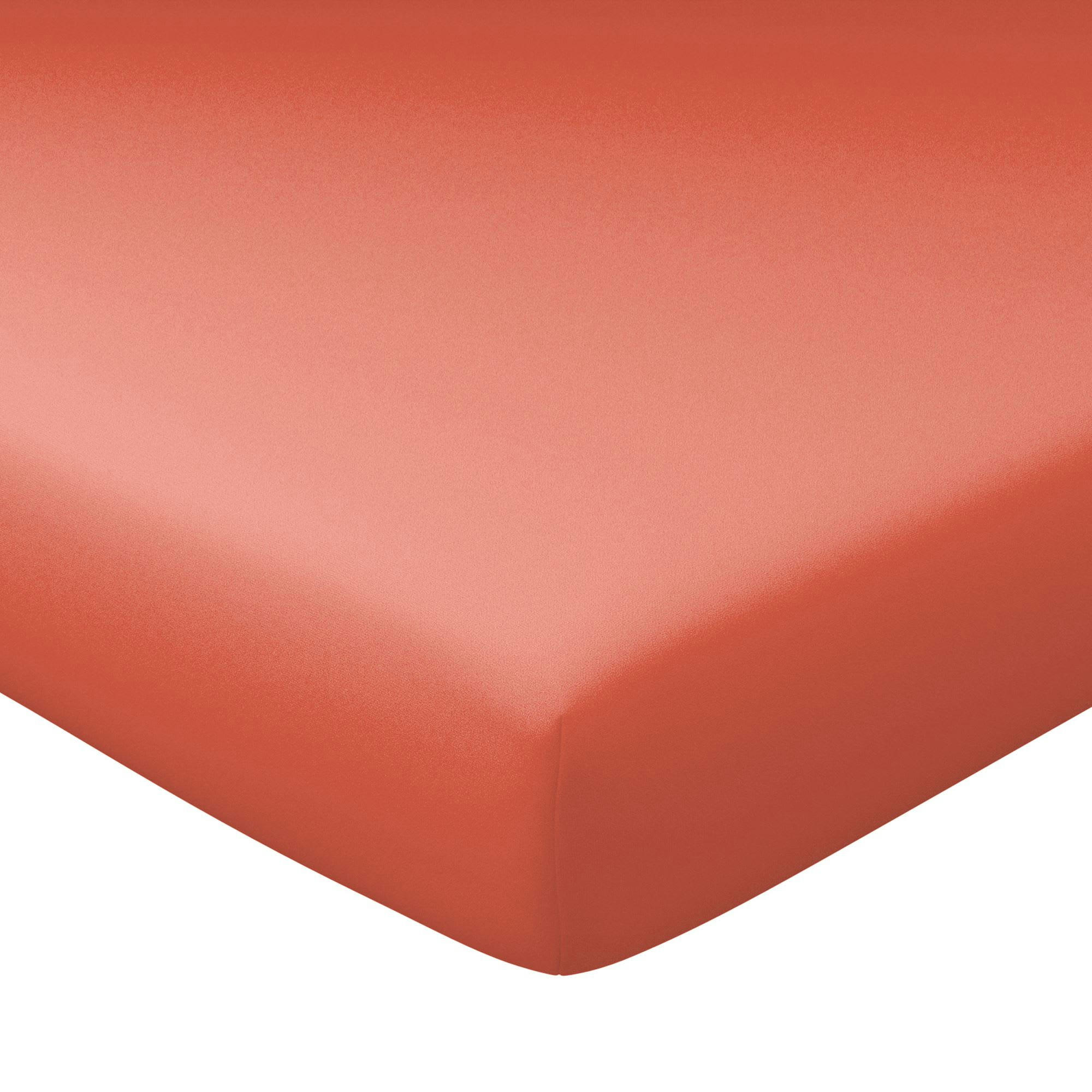 GRANDS BONNETS - Drap-housse grand bonnet 160x200x30 orange poterie en coton