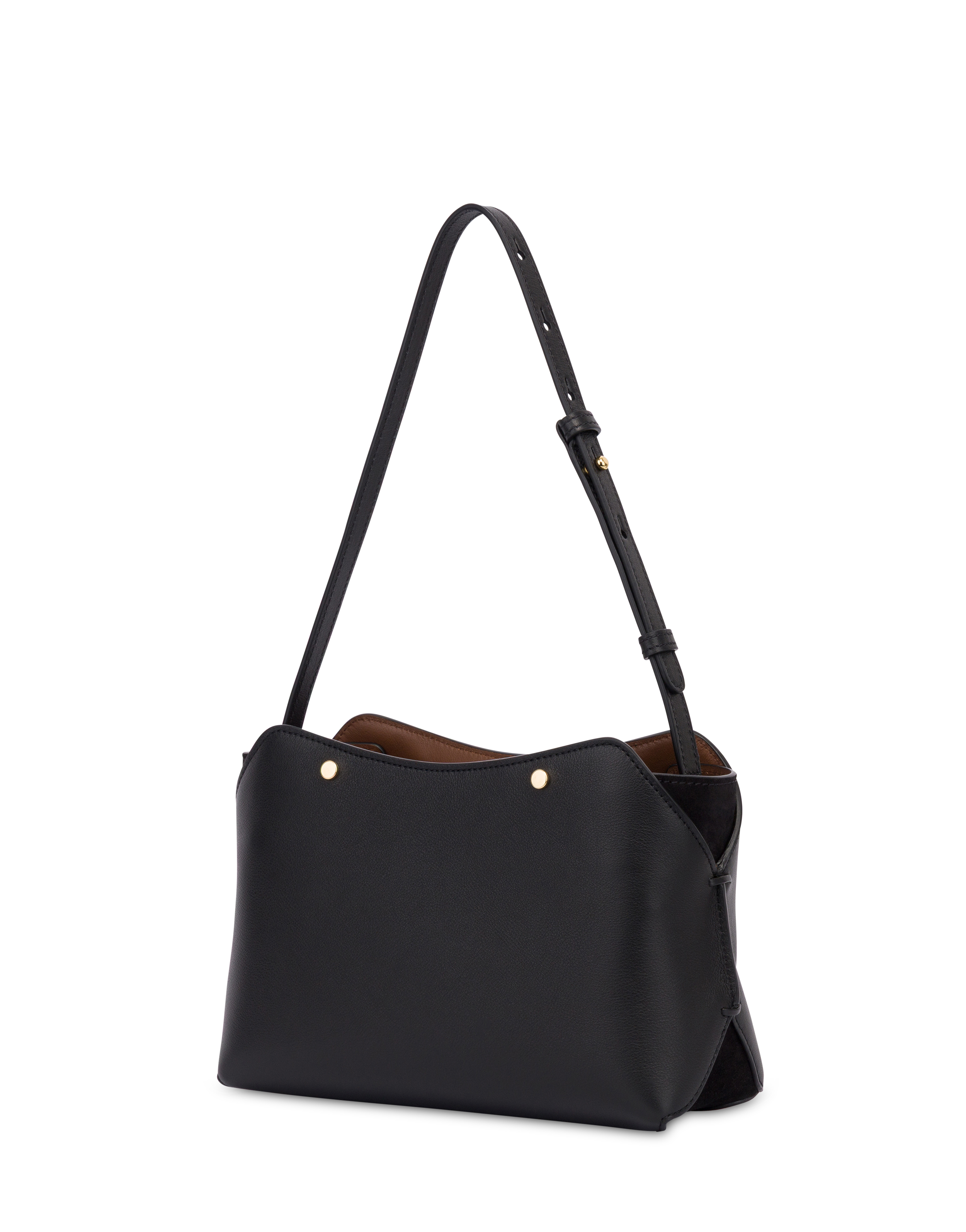 Borsa A Spalla Kaleido In Vitello Nero/nero/cuoio