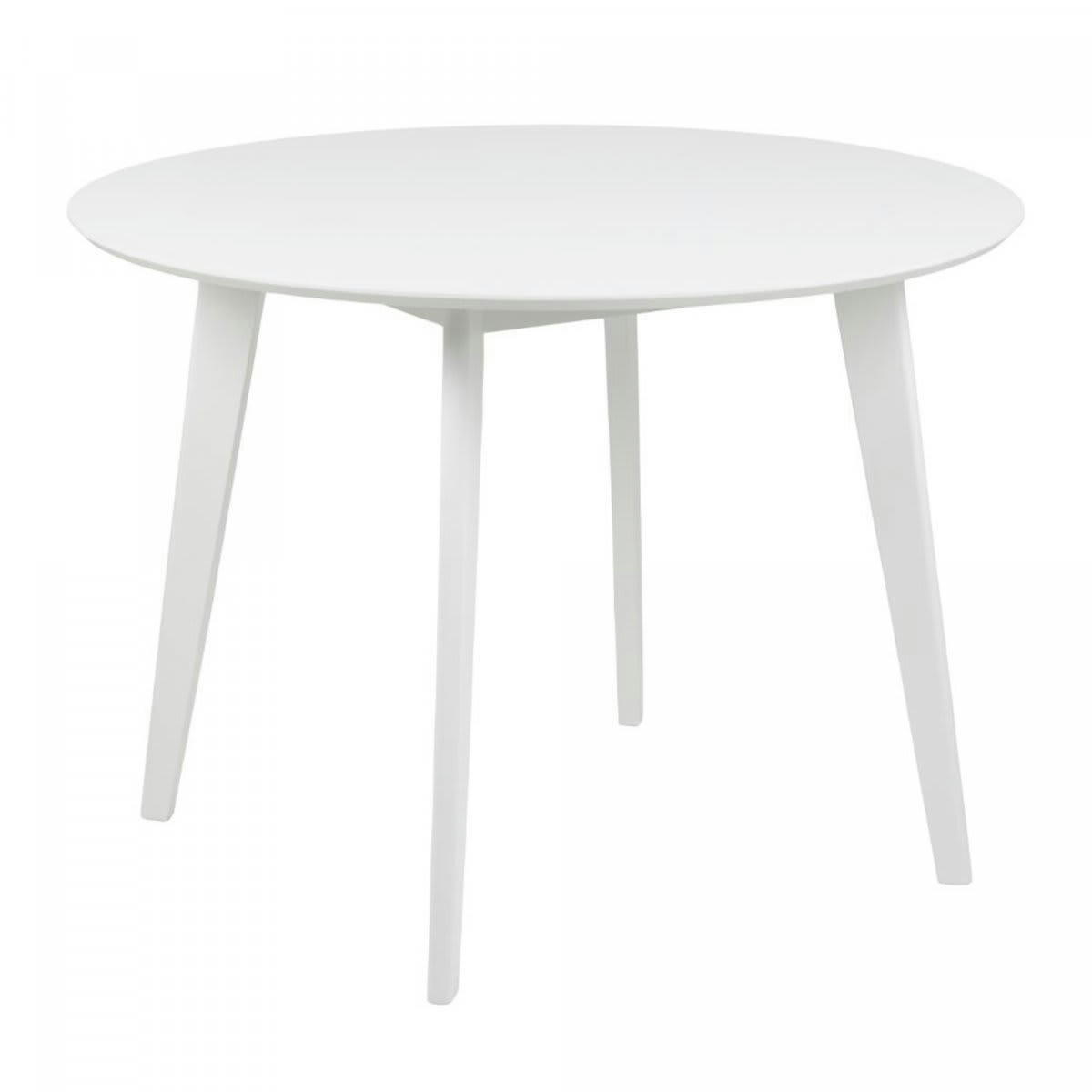 ROXY - Table à manger ronde en bois 105cm blanc