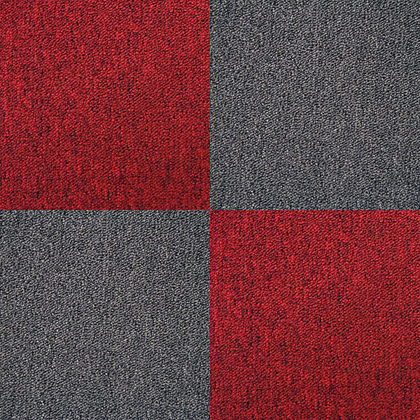 40 Dalles de 50cm x 50cm (10m²) Dalle de Moquette Couleur Charbon Noir &Rouge écarlate