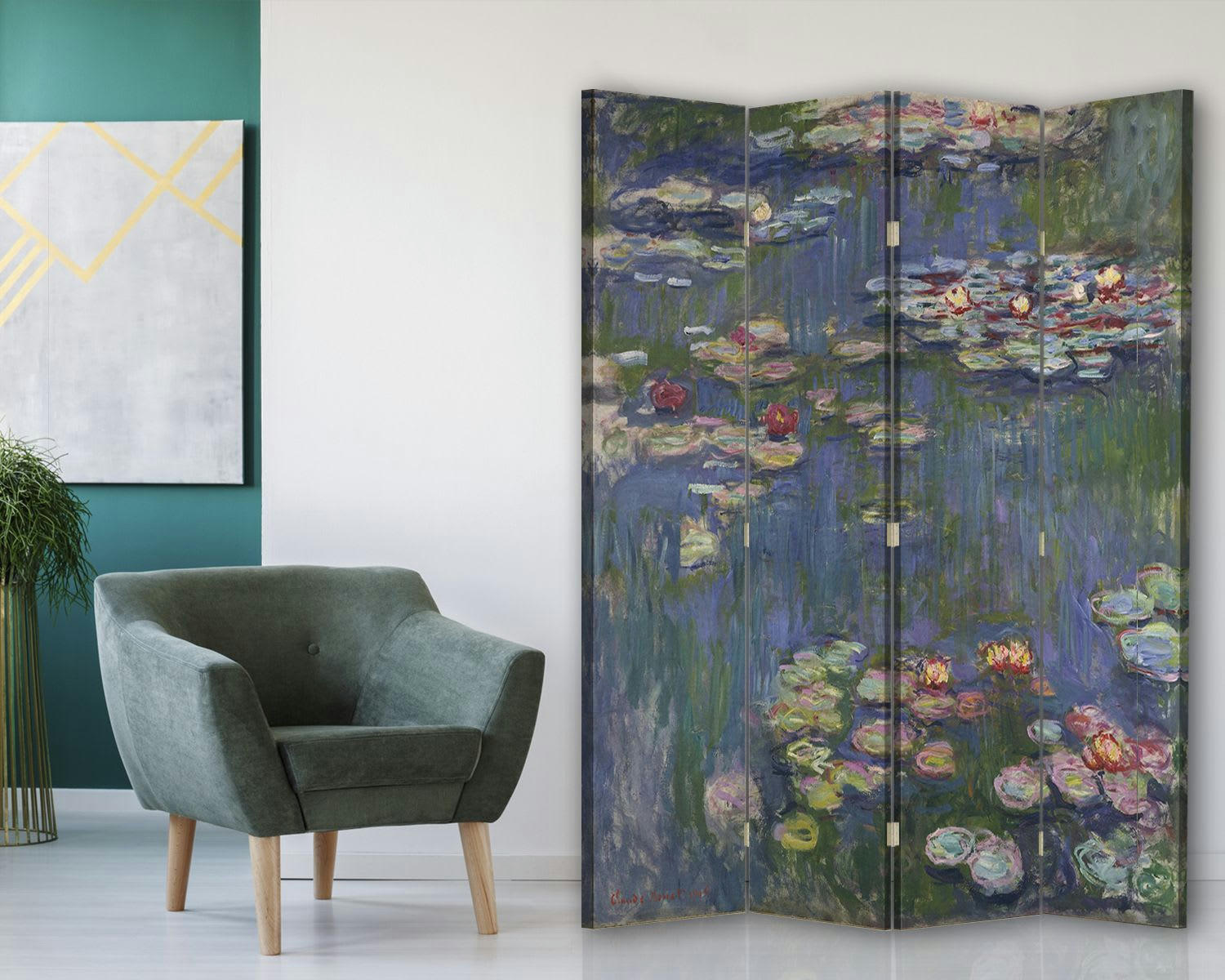 - Paravent cloison Nymphéas - Claude Monet 145x180cm (4 volets)