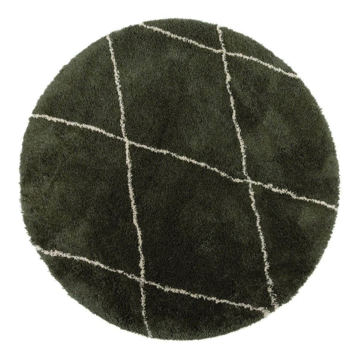 Interieur05 Berber Rond vloerkleed hoogpolig Groen/Cream - scandinavisch - nea