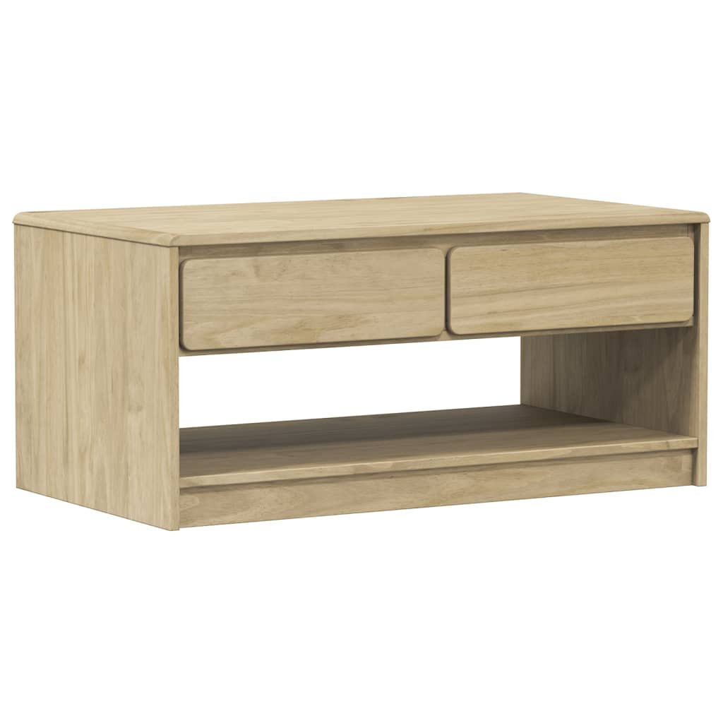 Stolik Kawowy Ława Stół Dębowy Drewniany 99x55x45 Szuflady Półka Do Salonu