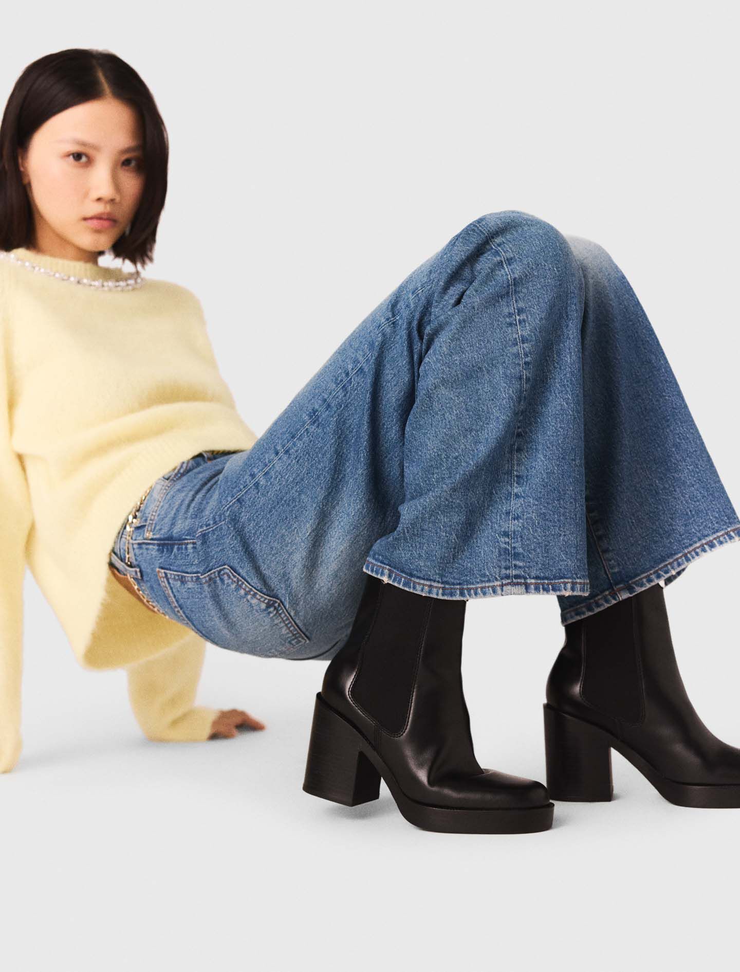 Bottines chelsea à talon en cuir