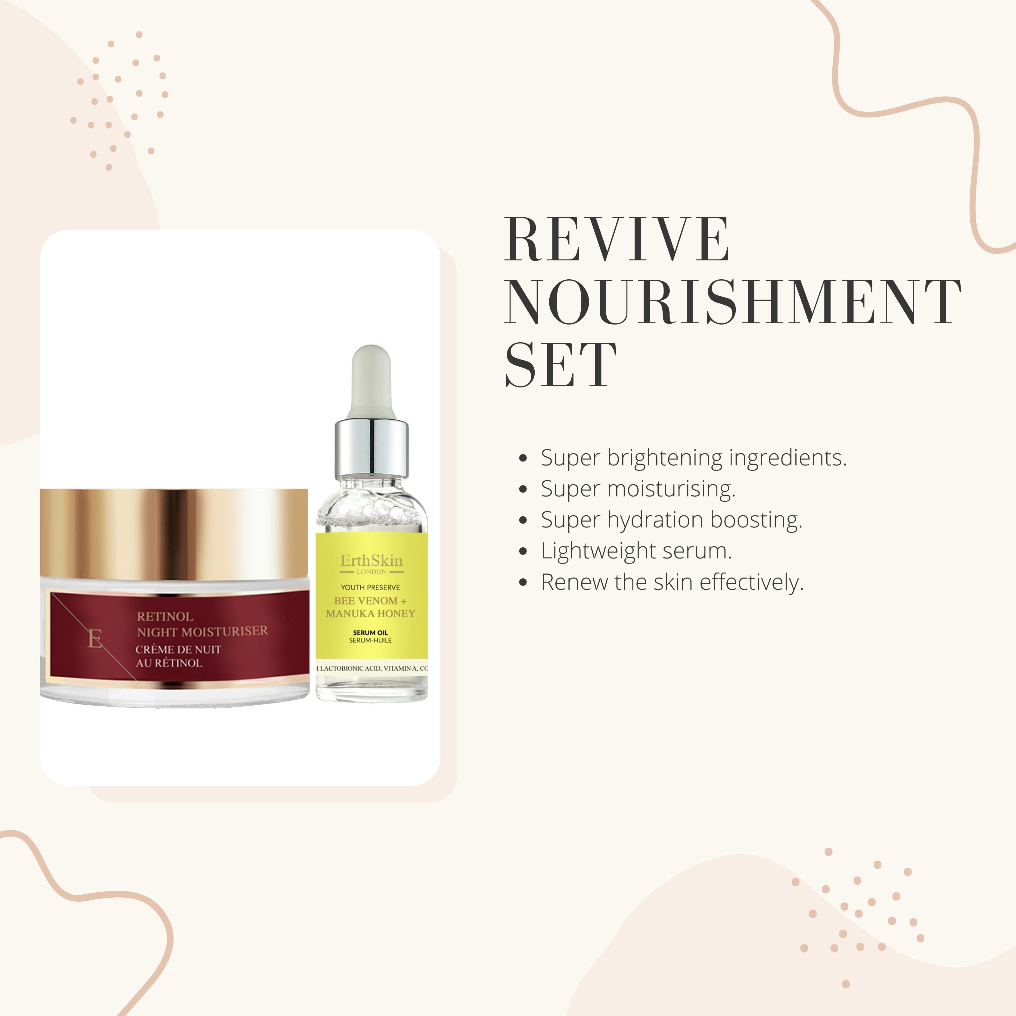 Erth Skin London Retinol Night Cream 50ml   Bee Venom Honey Oil 30ml