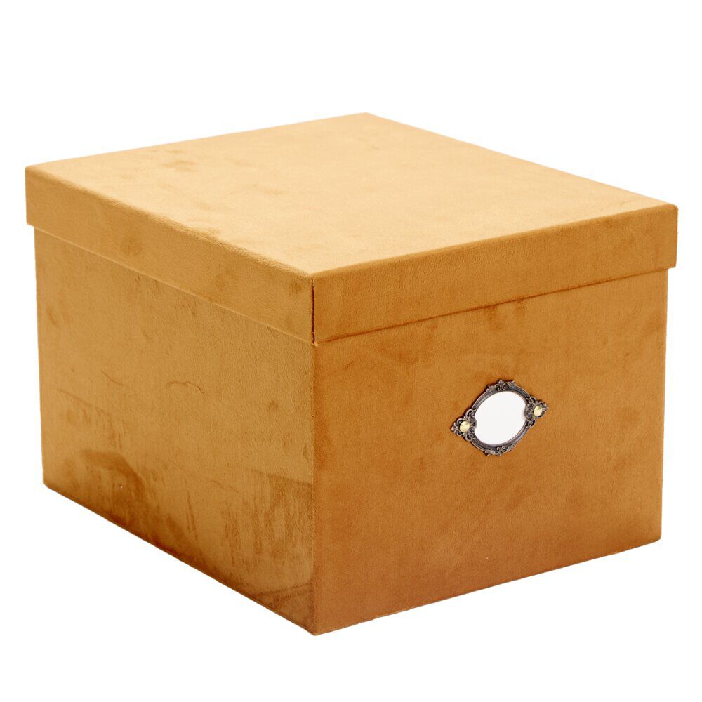 BoÎte de rangement carrée velours marron 25x20xH30cm - Taille M