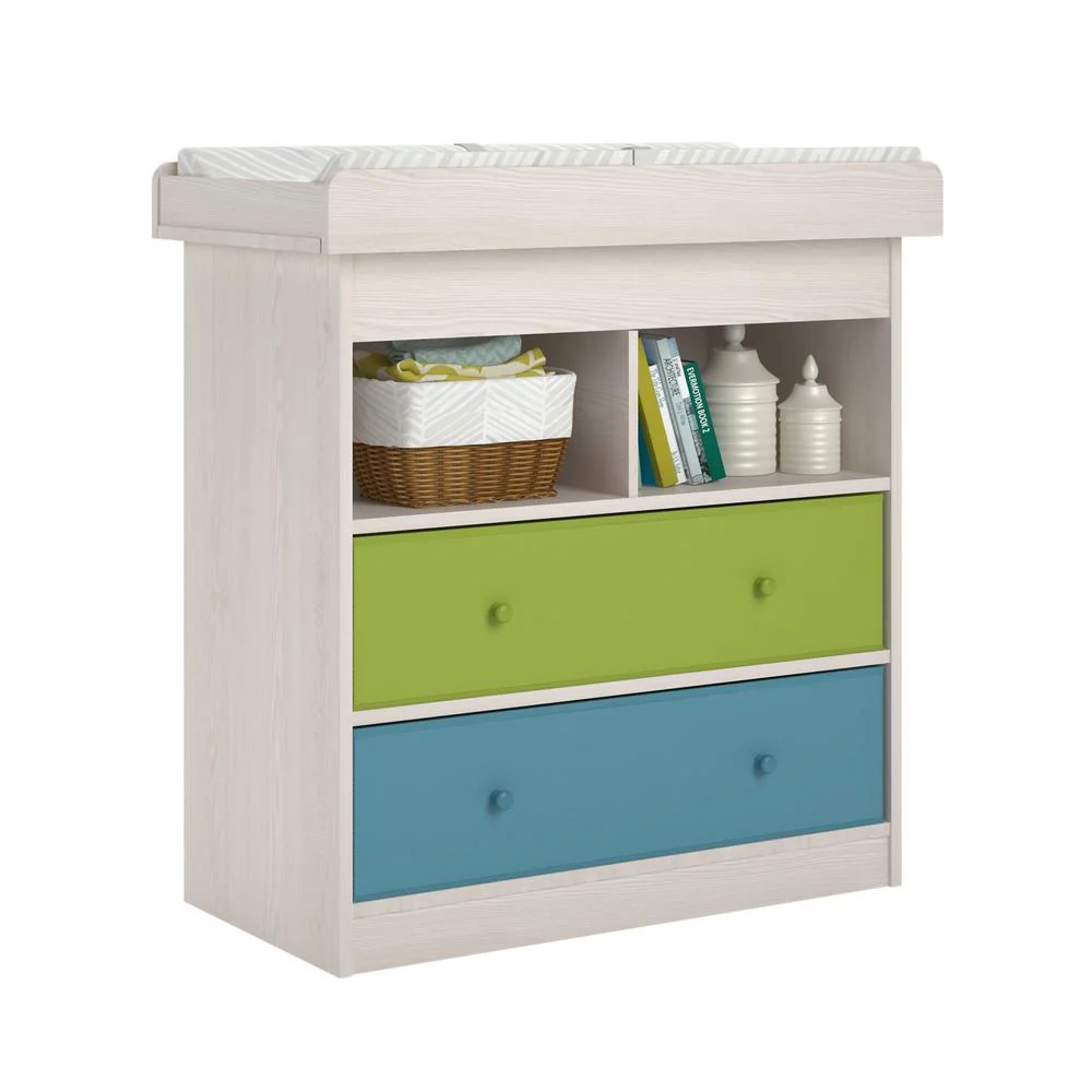 Altra Applegate Enchanted Pine Changing Table with 2 Fabric Bins by Cosco