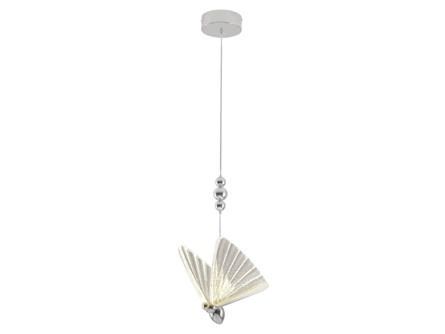 Lampa wisząca Mariposa motyl LED szklana srebrna