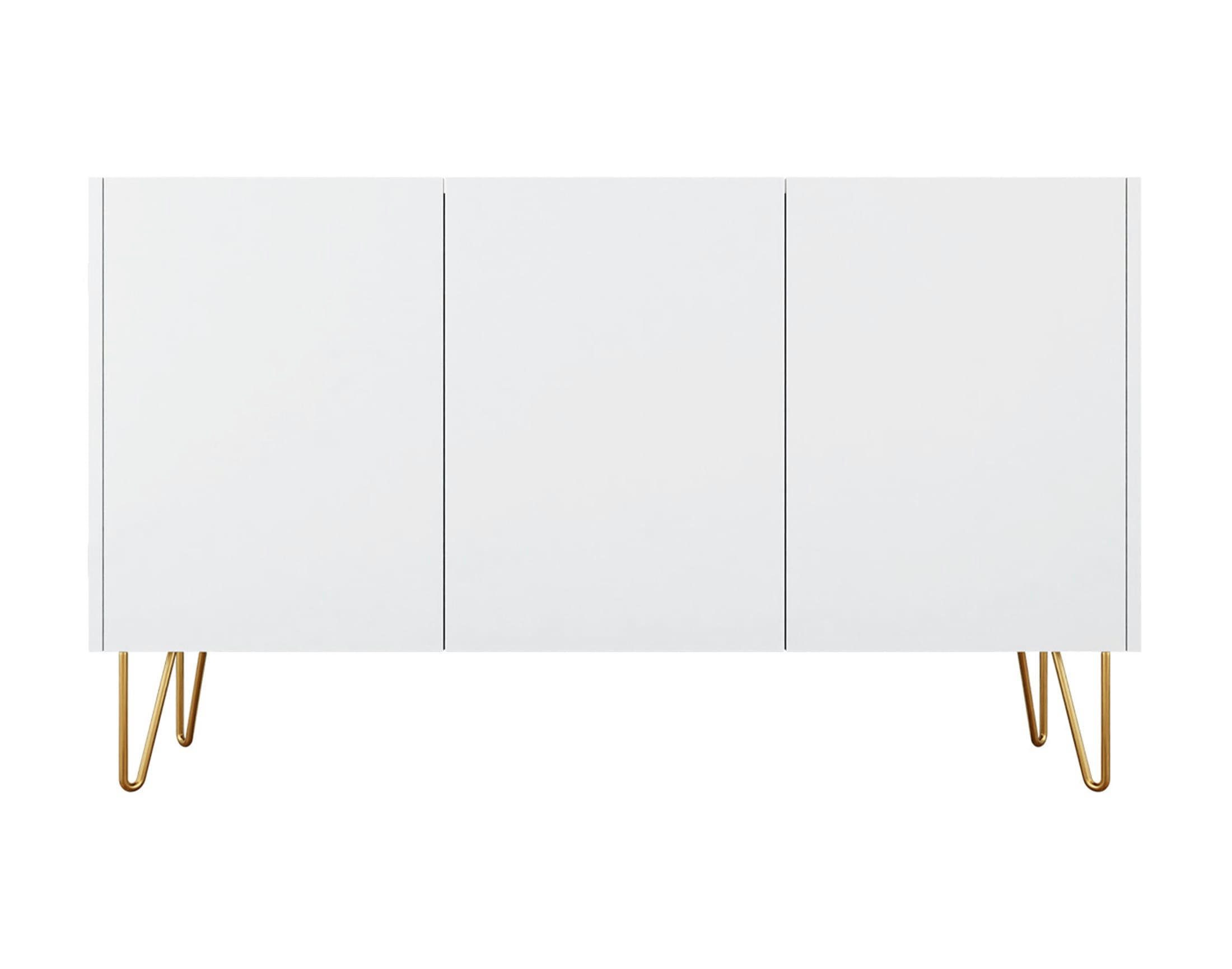 CALI - Buffet bas contemporain 144 cm blanc / doré