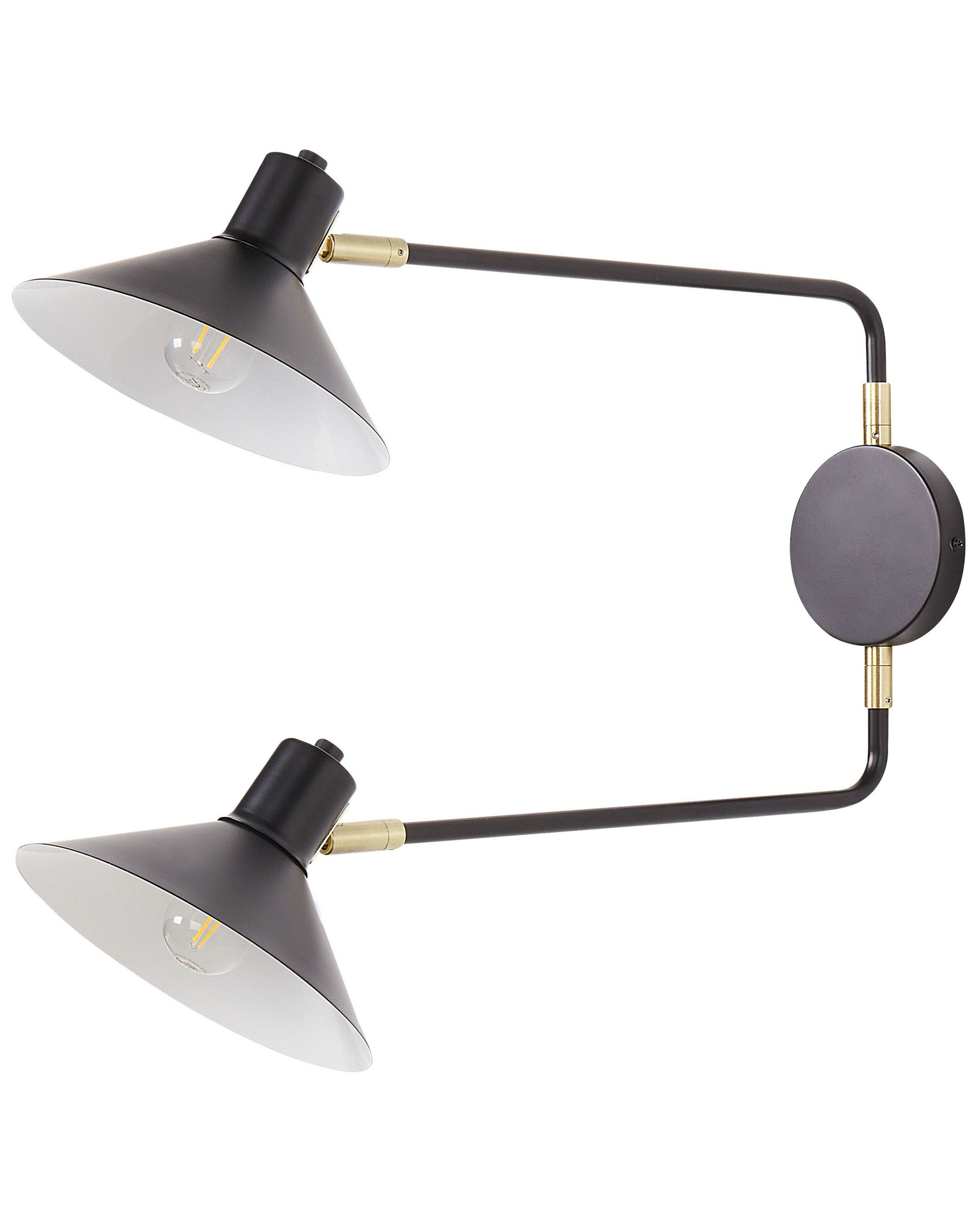 Lampa ścienna stalowa 2-punktowa czarna
