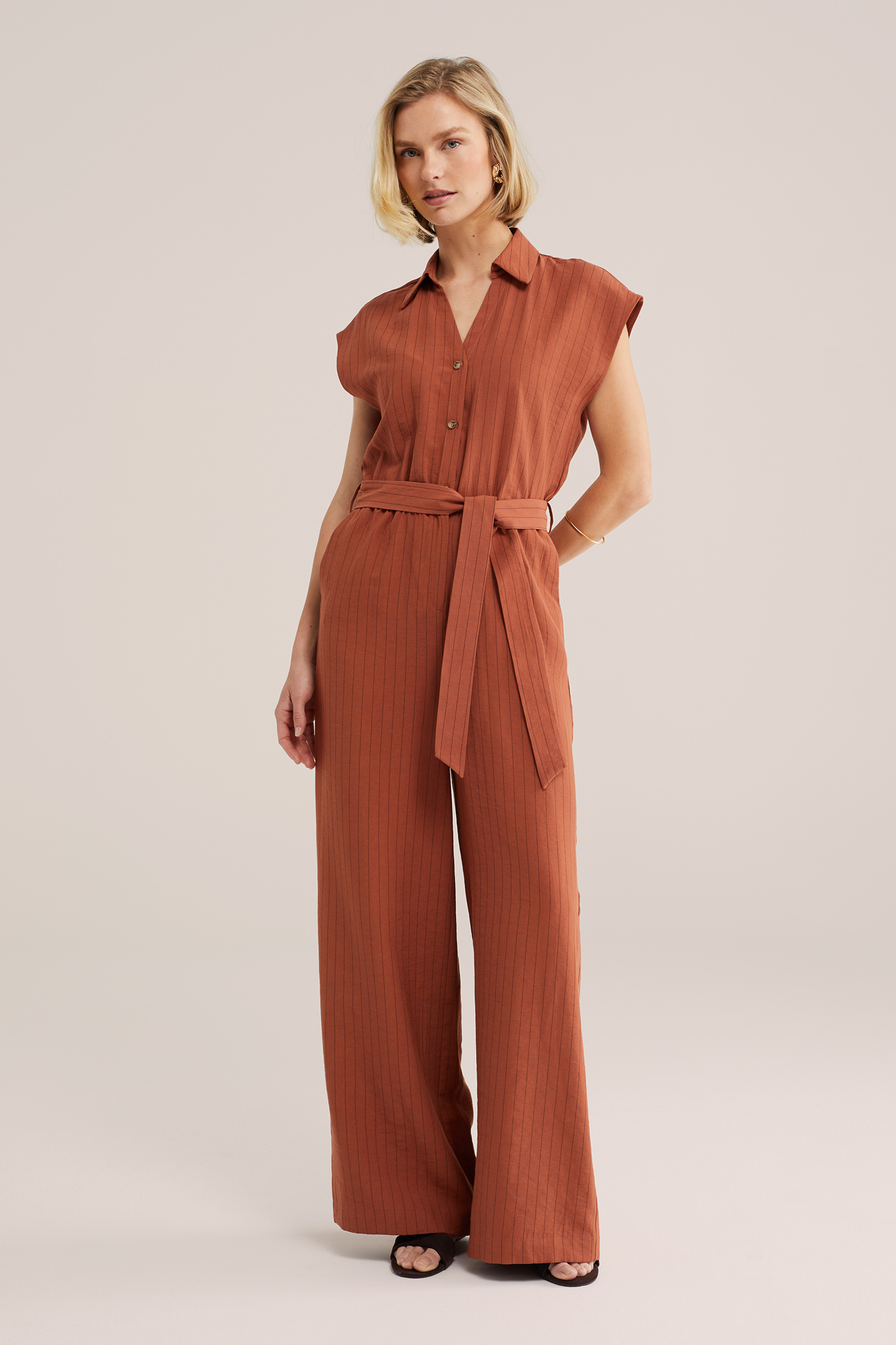 Dames jumpsuit met krijtstreep