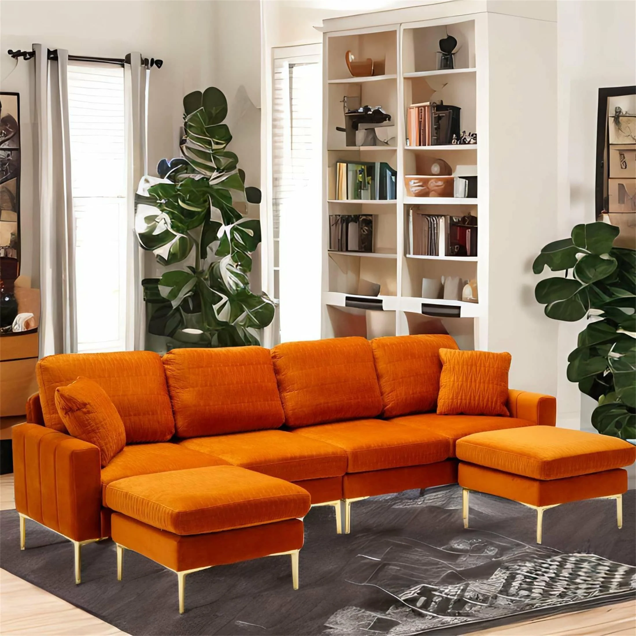Velvet Living Room Sectional Sofa