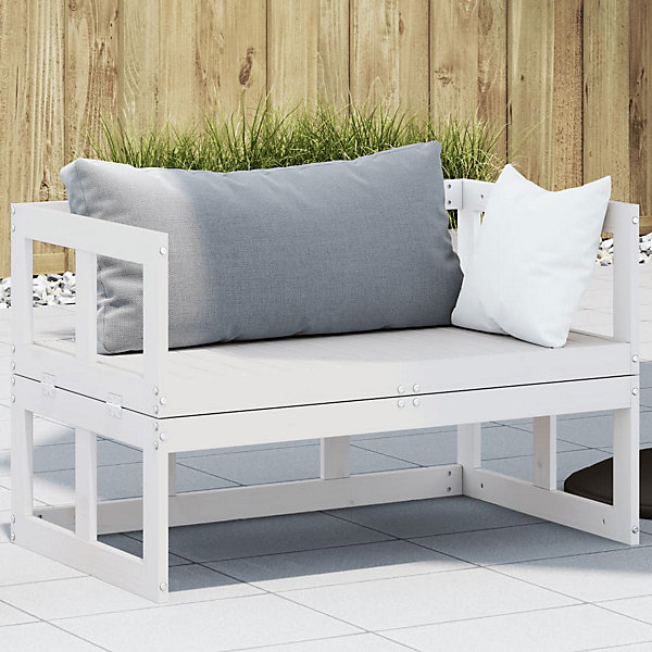 Canapé de jardin extensible blanc bois massif de pin vidaXL