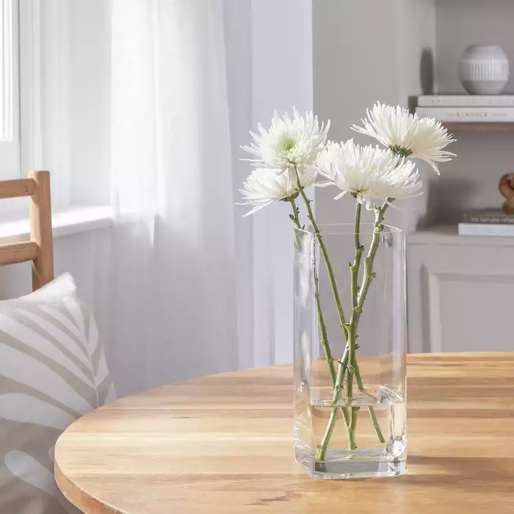 Habitat Medium Round Edge Square Glass Vase - Clear