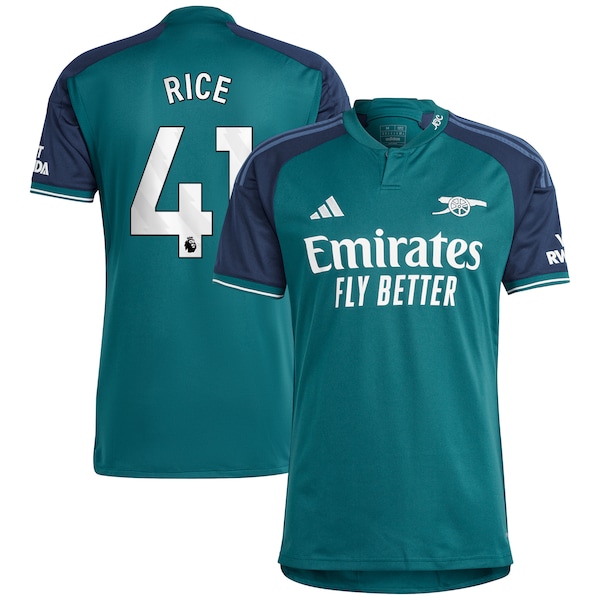 Declan Rice Arsenal adidas 2023/24 Third Replica Player Jersey - Green/Yellow