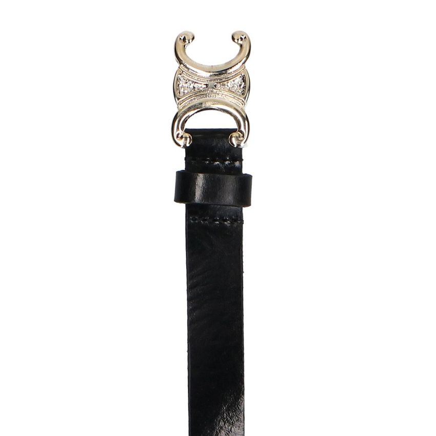 Manfield Zwarte leren dames riem