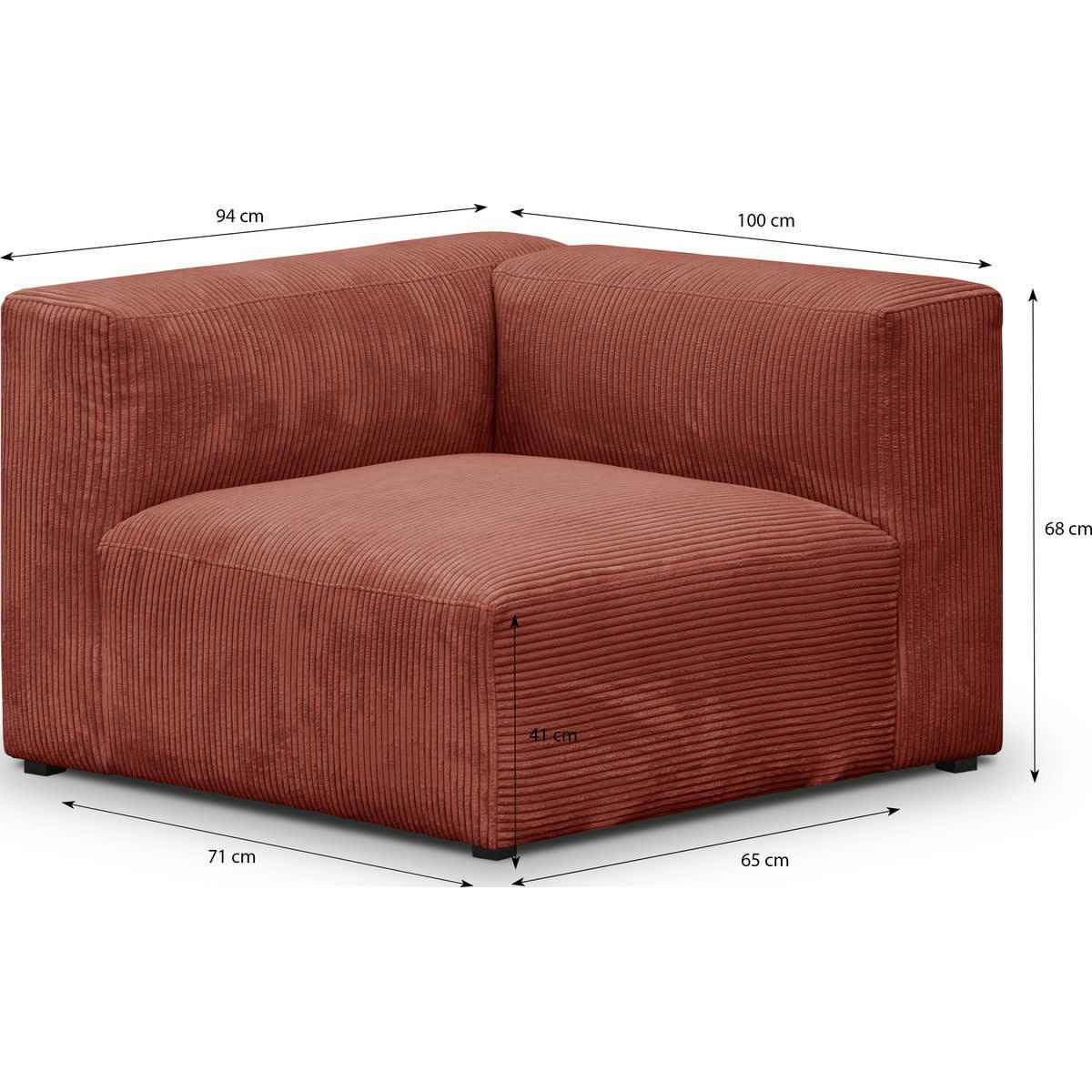 MODULO NEW - Chauffeuse d'angle à gauche modulable en velours côtelé rouille