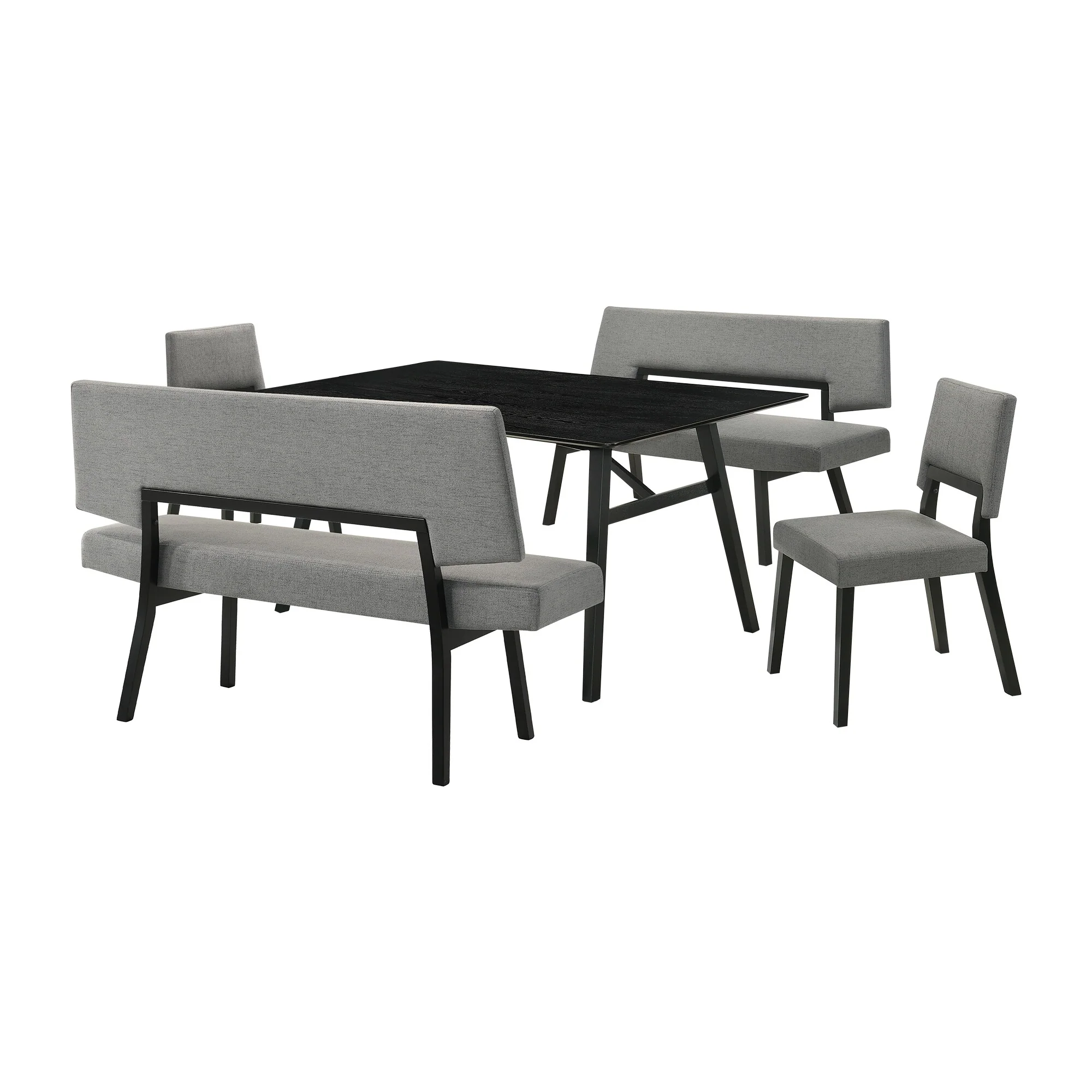 Channell 5 Piece Wood Dining Table Set with Benches