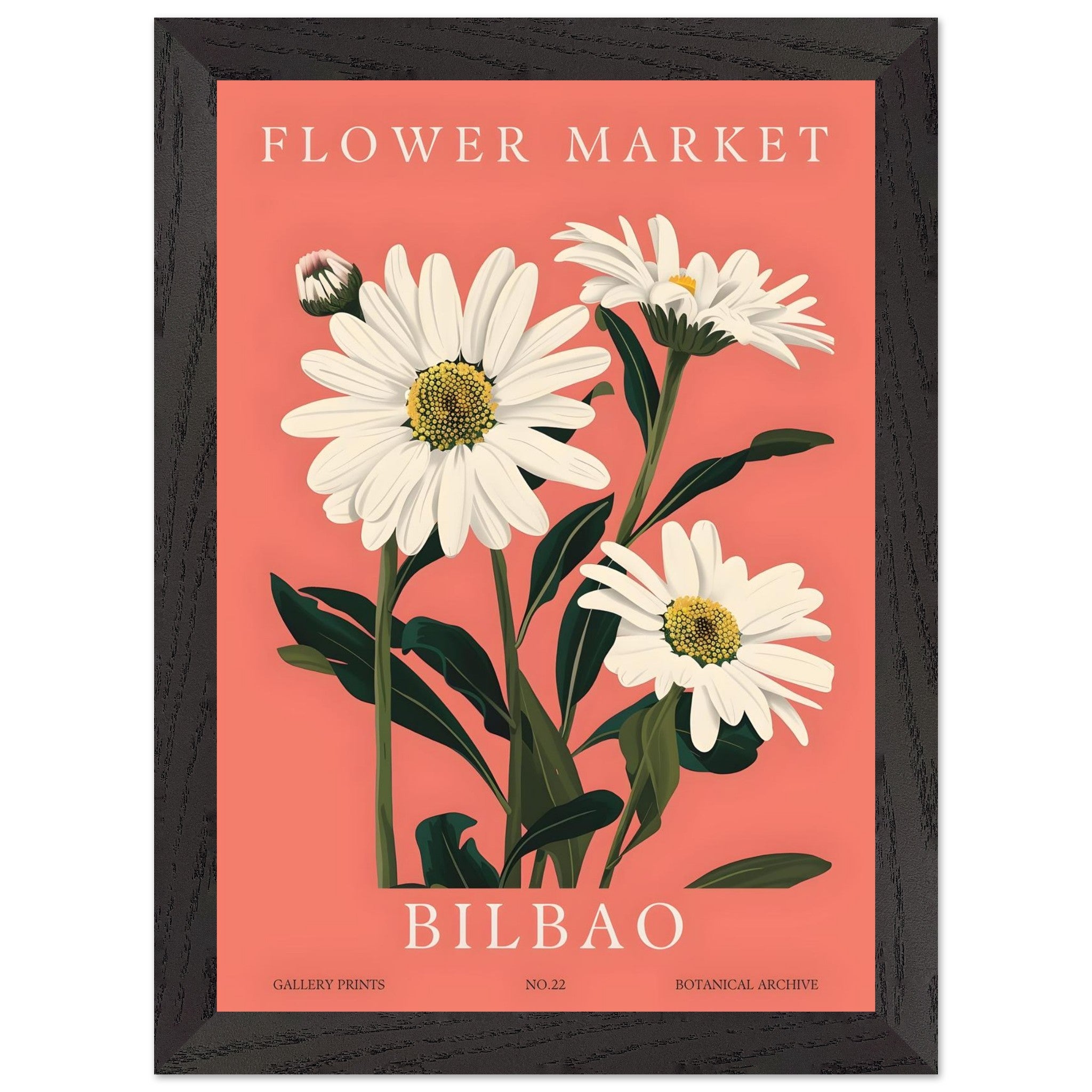 Artfulprints Poster met Lijst Flower market - Bilbao  - A4 21x29.7 cm - Roze