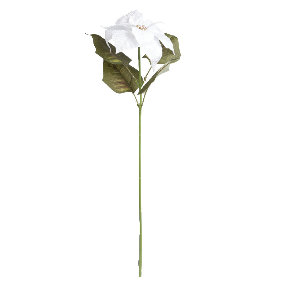 Fleur tige poinsettia rouge ou blanc H60cm - 2 modèles