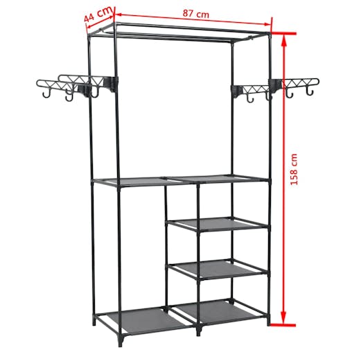 NNEVL Clothes Rack Steel and Non-woven Fabric 87x44x158 cm Black
