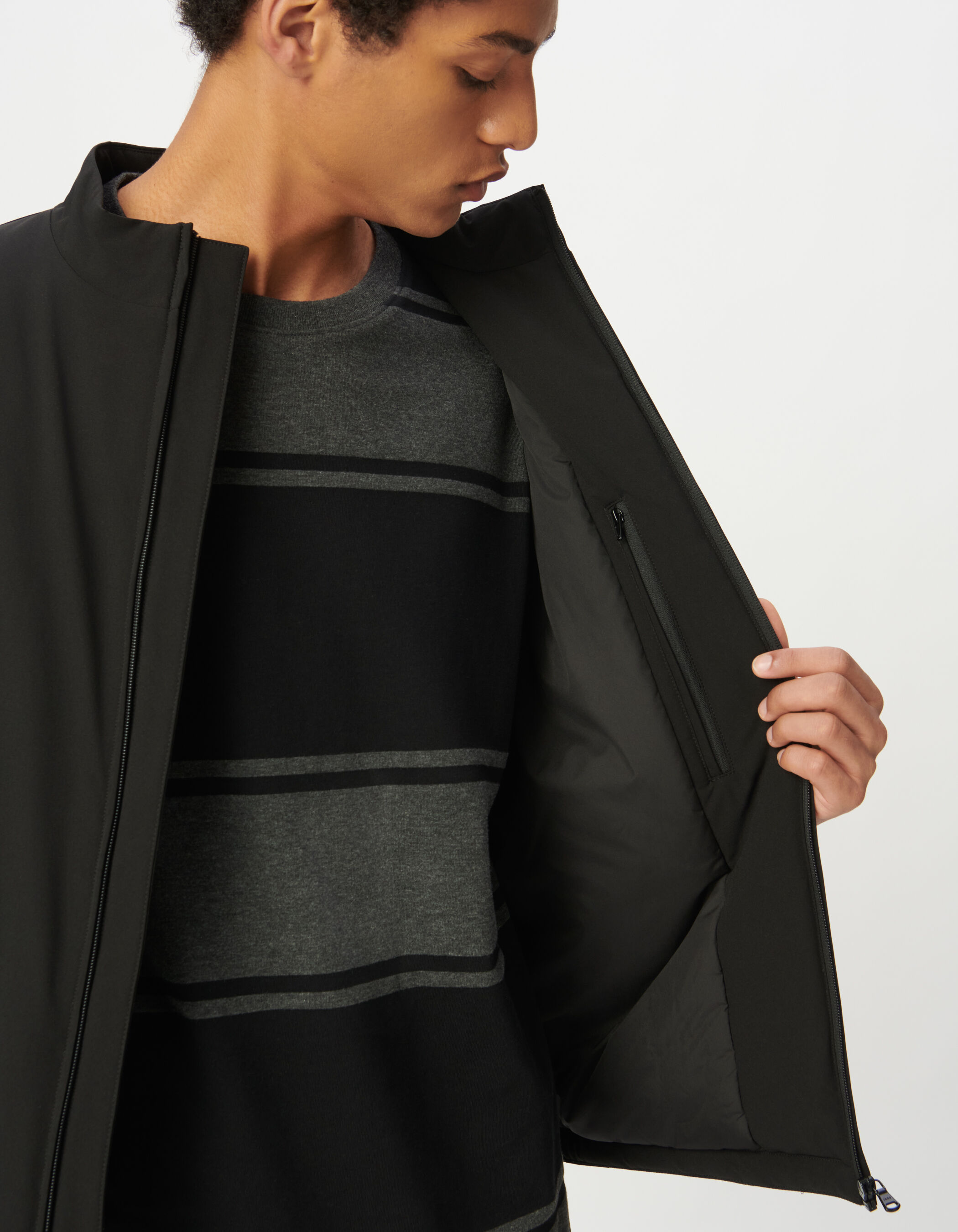 Sous-doudoune noire col montant Homme