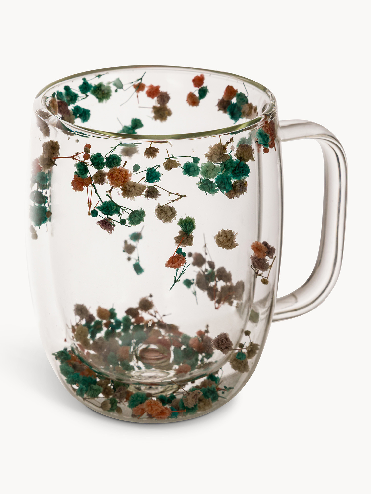 Mug in vetro doppio con fiori