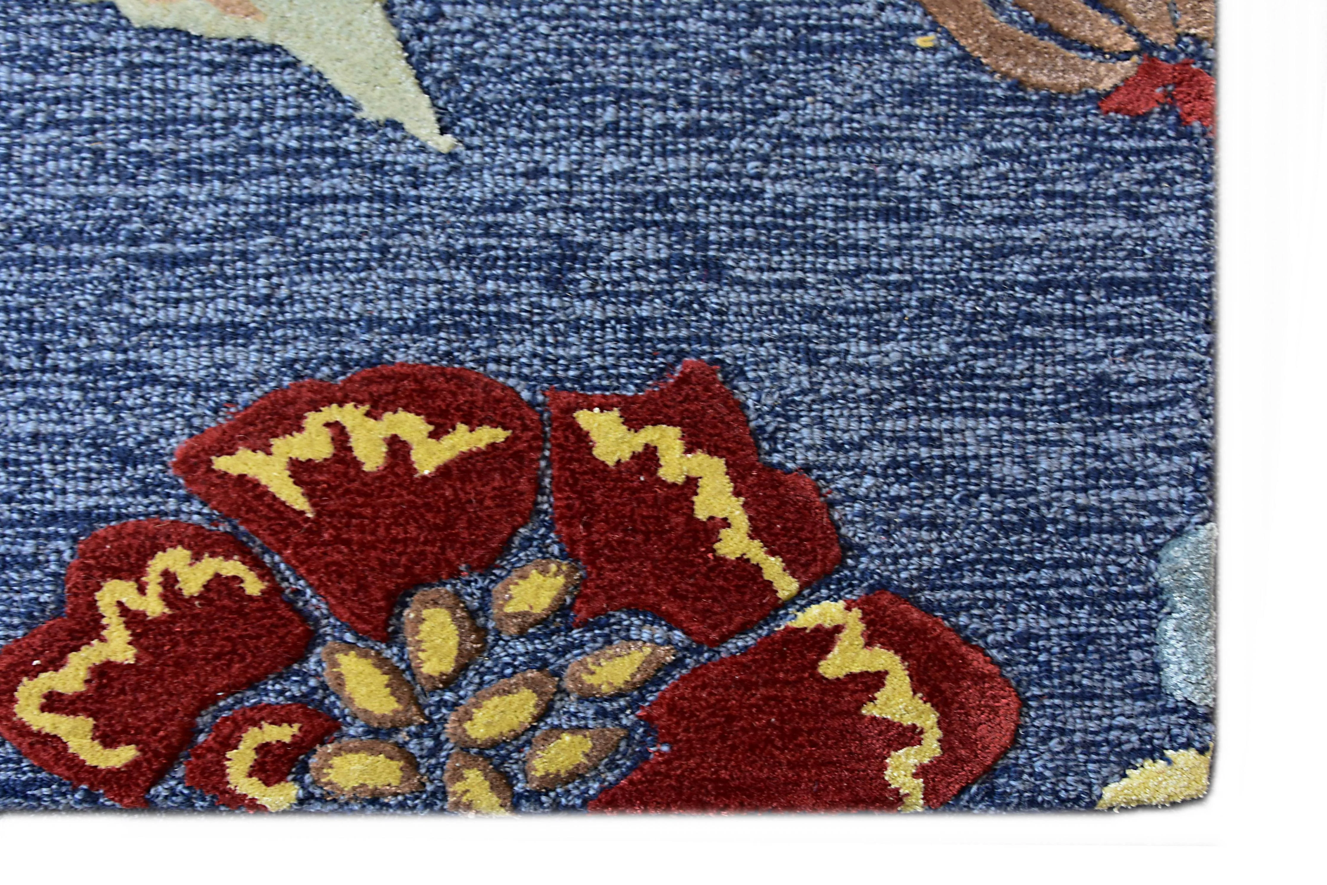 Vloerkleed Flowers handgemaakt wol