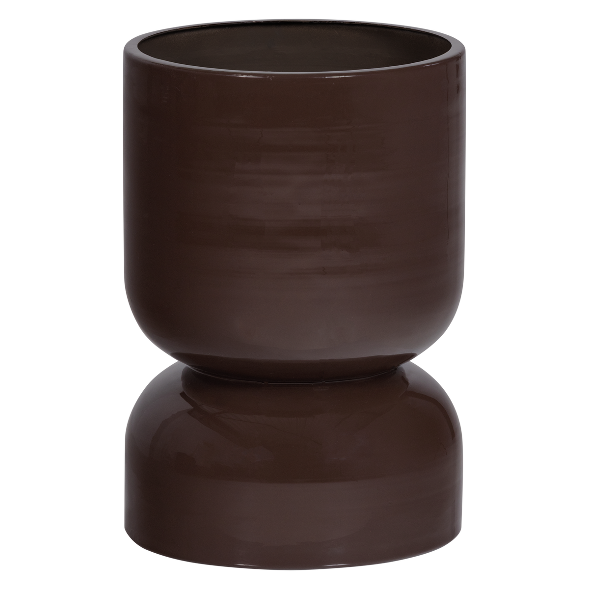WOOOD pot laag Toval - Metaal - Hoogglans Paars/Bruin - 40x28x28