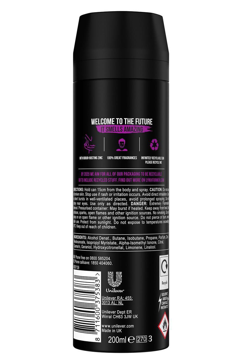 Lynx Excite Body Spray XL 48-Hour HD Fragrance Deodorant, 200ml