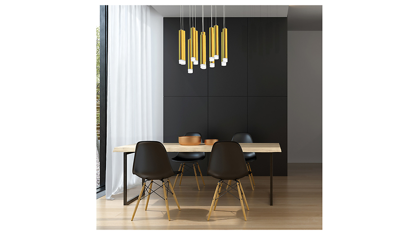 Lampa wisząca Goldie LED 11-punktowa metalowa złota