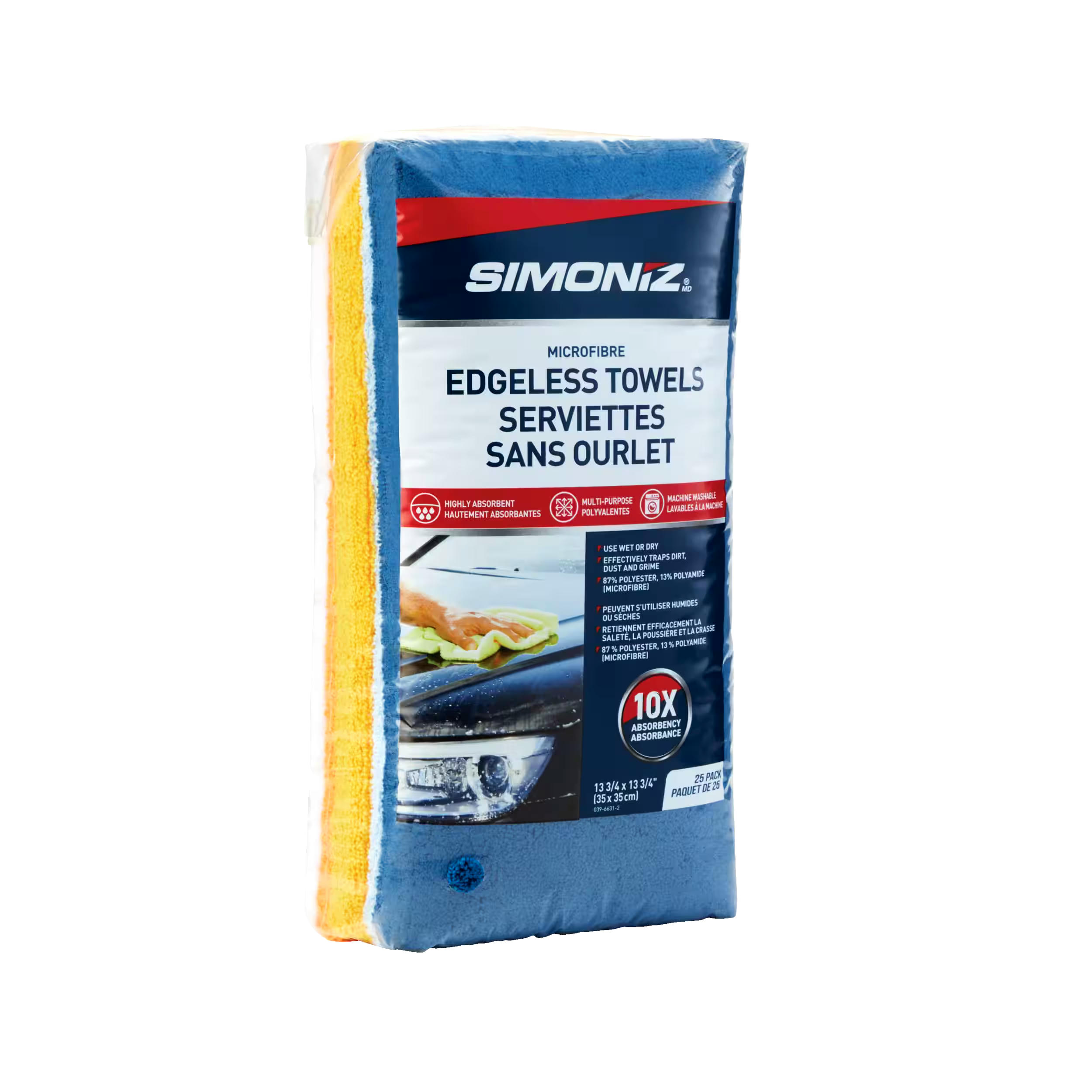 SIMONIZ Microfibre Multi-Purpose Edgeless Towels, 13-3/4 x 13-3/4-in, Multi-colour, 25-pk
