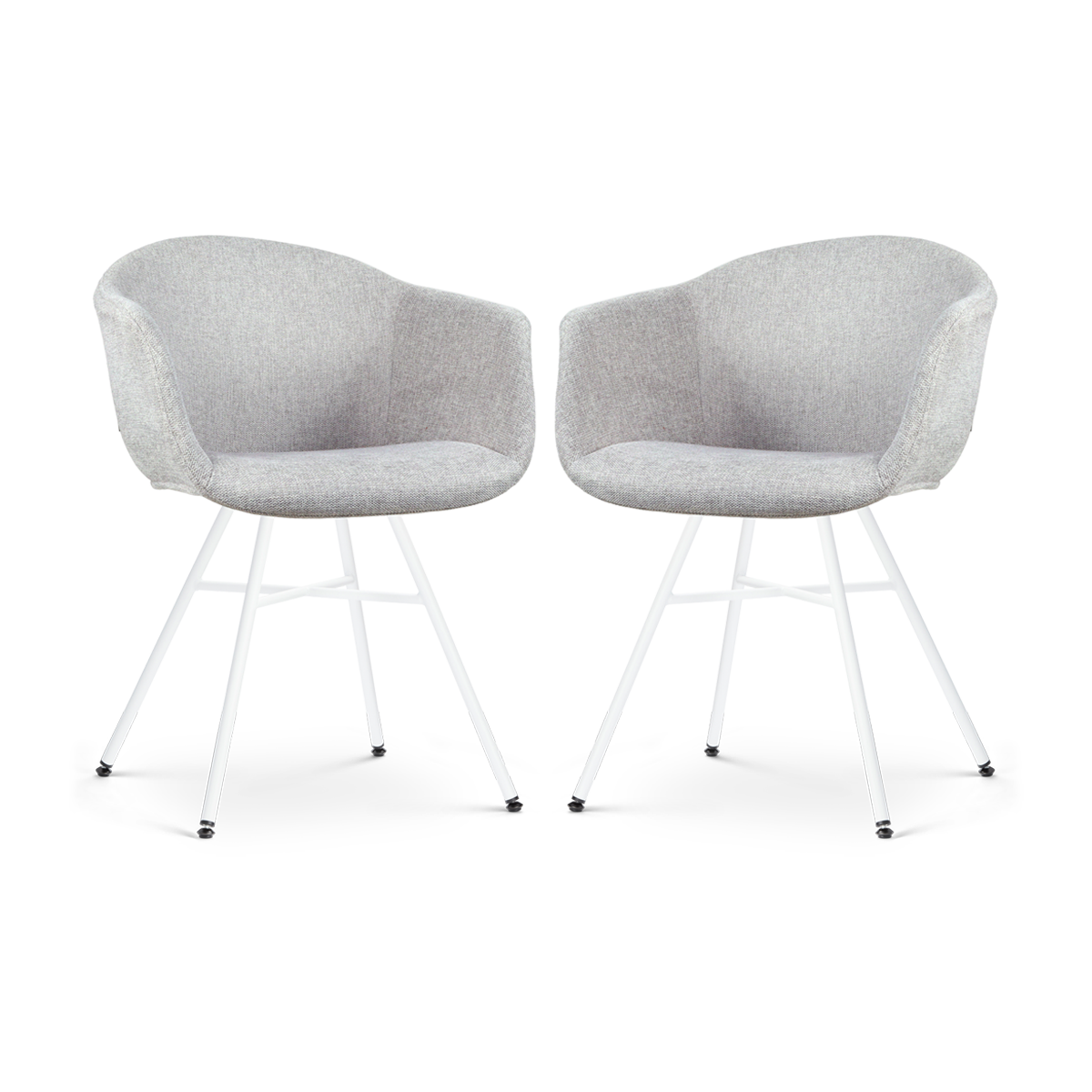 Nolon Noa-Otis Eetkamerstoelen Set van 2 - Lichtgrijs - Witte Poten