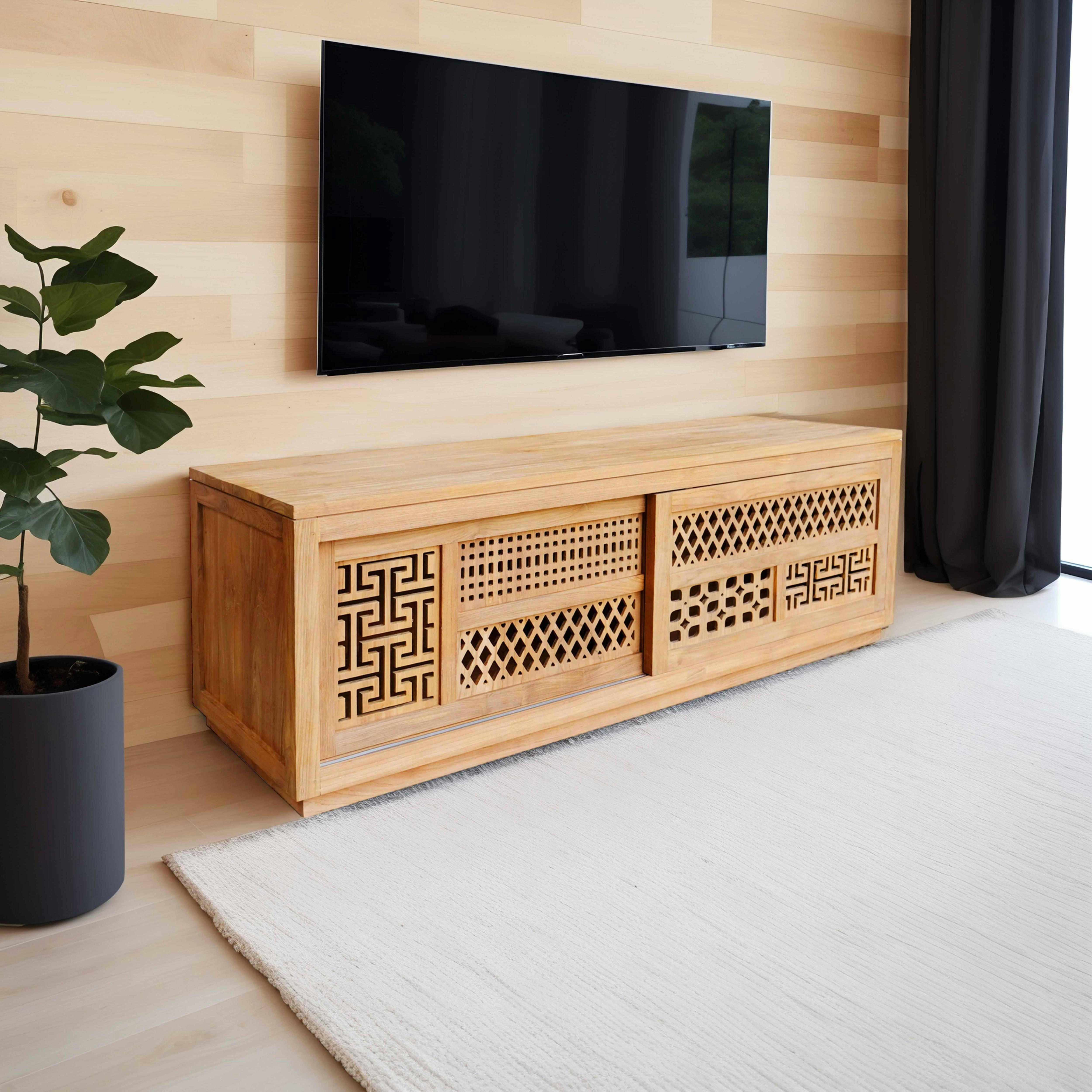 AKKARA - Meuble TV en teck massif recyclé 150 cm