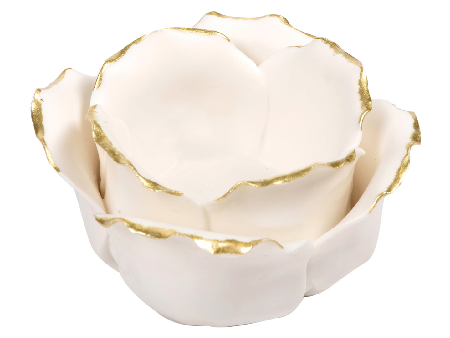 Świecznik ceramiczny Kwiat 5 cm biało-złoty