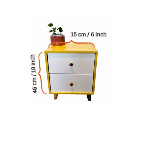 NNECN Wooden Bedside Cabinet with Two Drawers and Sturdy Legs