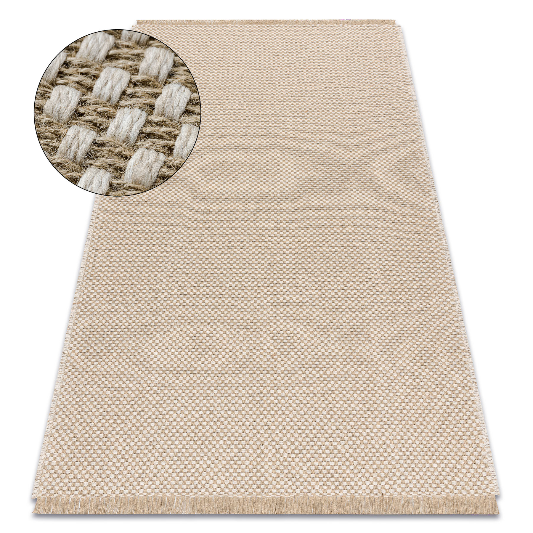 Dywan JUTE 3731 krem / beż - jutowy, płaskotkany, frędzle 60x100 cm