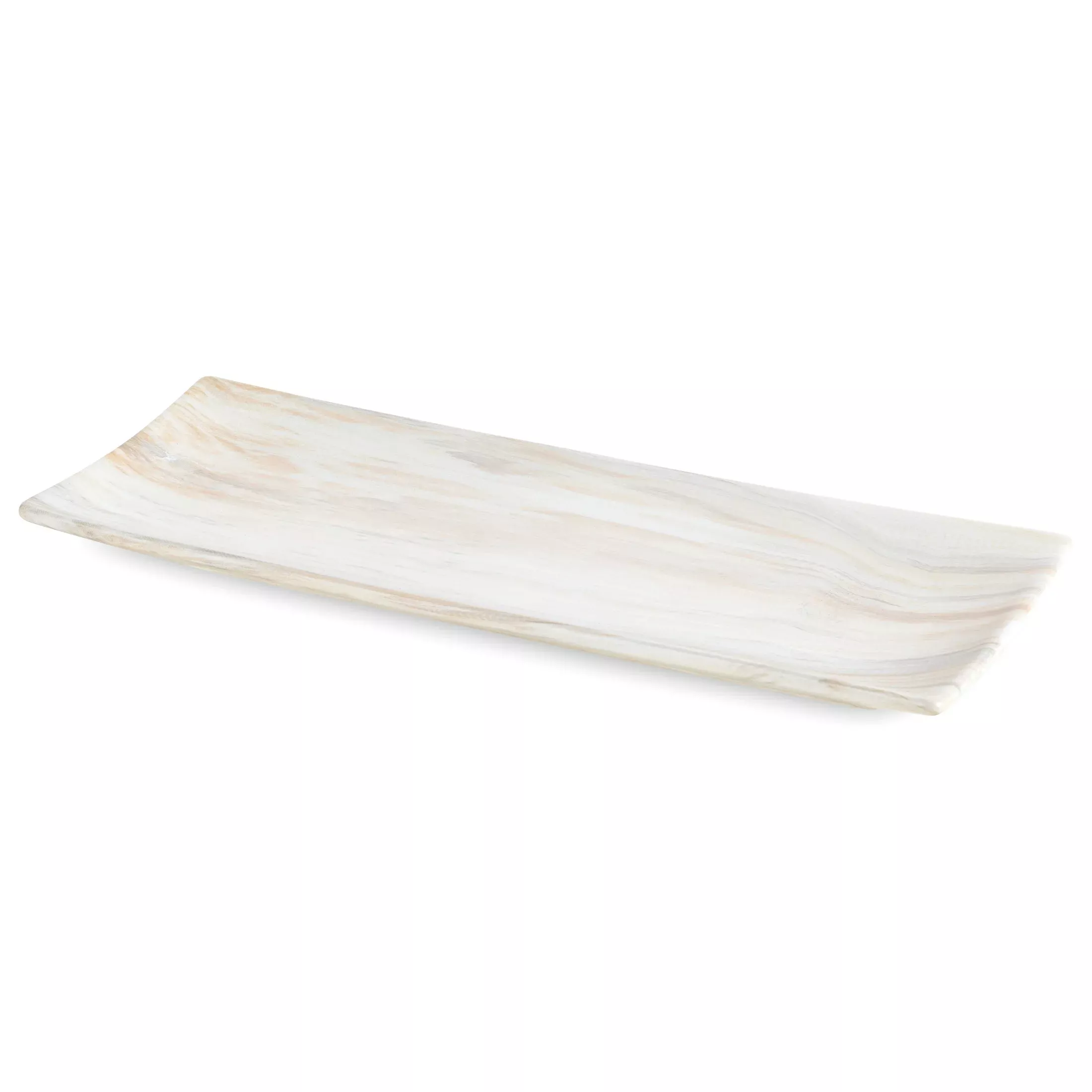 Patera ceramiczna dekoracyjna beżowo-białaz przecieranym wzorem 39x14x4 cm ALIANA